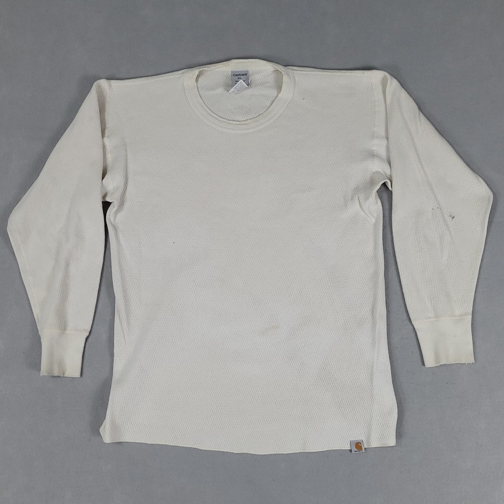 Carhartt Thermal Shirt Mens XL White Waffle Knit Relaxed 100% Cotton K56NAT USA